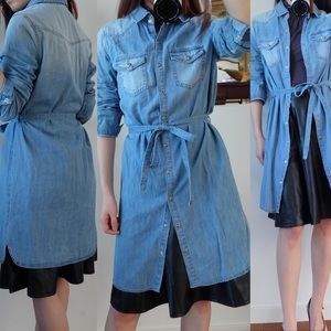 F21 long sleeve dressy denim shirt SZ XS